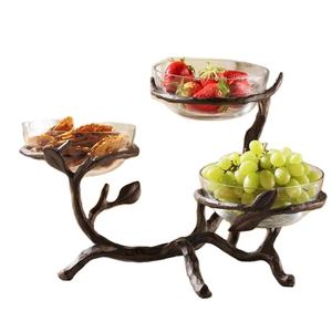 Bols en verre et support de créateur en fer servant des bols de décoration de salade pour la maison et l'hôtel bols décoratifs de première qualité - Product Image 1