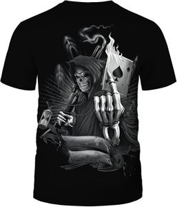 T-shirts d'été décontractés à col rond, manches courtes, coupe ajustée, respirants, écologiques, avec imprimé graphique tête de mort de designer, en tricot - Product Image 1