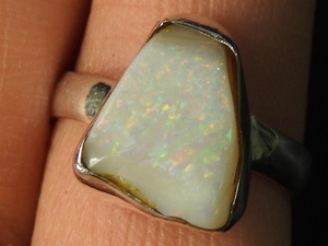Australian Natural Polished Silver <b>Opal</b> Classic Wedding & Party Gift <b>Ring</b> for Her Fashion Jewelry New Arrival - Product Image 3
