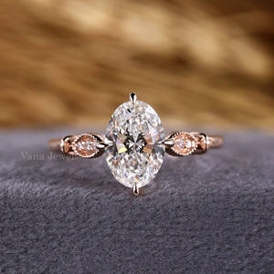 IGI certifié Vintage ovale coupe bague d'anniversaire de fiançailles pour les femmes diamant cultivé en laboratoire avec boussole broche réglage cadeau pour les femmes - Product Image 1