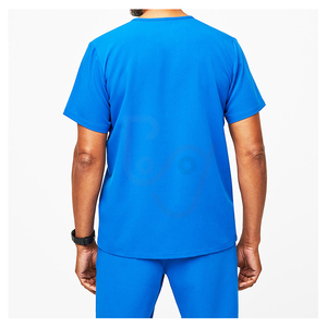 Ensemble de blouses médicales pour hommes en coton et polyester tricoté, pantalon et haut à col en V avec poche, prêt pour le stéthoscope - Product Image 4