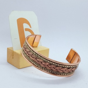 Ethnic <b>Copper</b> Alloy Cuff Bracelet Antique <b>Copper</b> Braided Design Unisex Fashion Jewelry - Product Image 2