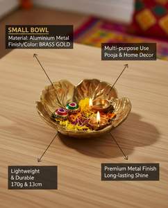 Petit bol décoratif en aluminium avec motif en feuille d'or pour la décoration de table à la maison, cadeau festif - Product Image 2