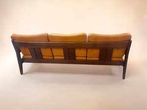 Sofá de Cuero de 3 Plazas de Estilo Danés de Mediados de Siglo, con Estructura de Madera Sólida, Muebles Modernos para Sala de Estar - Product Image 3
