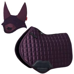 Ensemble assorti de tapis de selle en mousse satinée écologique 2026 pour concours d'équitation et saut d'obstacles avec personnalisation par sublimation et masque anti-mouches - Product Image 1