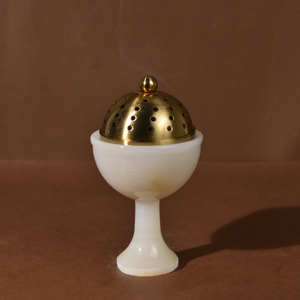 Quemador de incienso redondo de mármol natural hecho a mano para meditación, decoración de habitaciones, cocinas, cafeterías, piedra de ónix. Sin reseñas aún. - Product Image 4