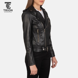 <b>Plus</b> <b>Size</b> <b>Women</b> Genuine Leather Knitted Autumn Moto Biker Style <b>Jacket</b> Comfortable Breathable <b>Waterproof</b> Eco-Friendly - Product Image 5