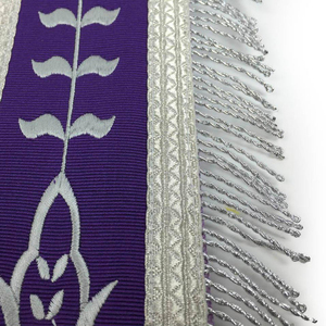 Past Master Blue Lodge <b>Apron</b> - <b>White</b> & Purple with Silver Machine Embroidery custom embroidery, and expert craftsmanship - Product Image 6