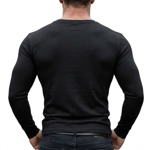 T-shirt de sport pour homme, coupe slim, respirant, séchage rapide, tricot uni, pour entraînement, fitness, extérieur, gym - Product Image 2