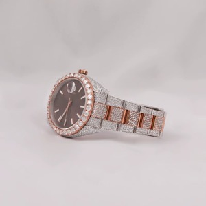 Reloj Automático de Lujo con Diamantes Moissanite, Chapado en Oro Blanco de Alta Calidad, Esfera con Puntos de Claridad VVS, para Hombre - Product Image 3
