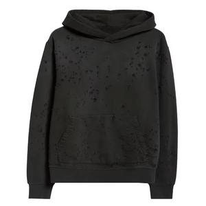 Sweat à capuche oversize zippé pour homme, style streetwear hiver, en polyester/coton respirant et à séchage rapide, noir - Product Image 1