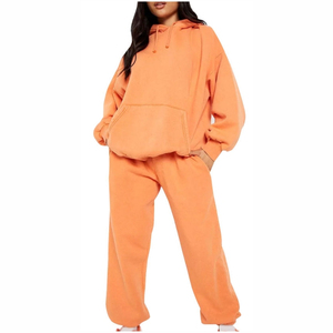 Wholesale Price <b>Orange</b> Oversized <b>Hoodie</b> and Pants Set Relaxed Fit Tracksuit Women Casual Wear Top Quality Women Tracksuit - Product Image 1