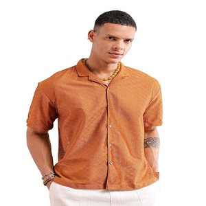 Cuello de botón para hombre, ropa de playa de manga corta, secado rápido, satén, poliéster, diseño de logotipo personalizado, sublimación, antiarrugas, transpirable - Product Image 2
