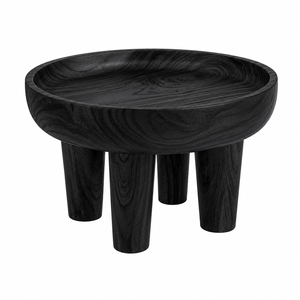 Table basse en bois de Suar indonésien massif, bord incurvé, finition noire, moderne, de qualité supérieure, épaisse, pour salon, maison - Product Image 1