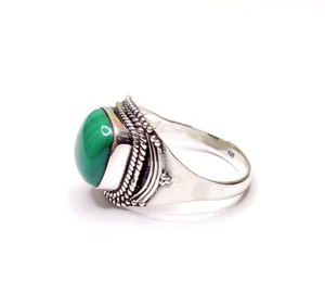 Natural Malachite <b>Ring</b> 925 Sterling Silver Handmade Green Gemstone <b>Statement</b> <b>Ring</b> for Women JAIPUR SILVER - Product Image 2