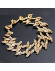 Collier tendance hip-hop avec diamants de laboratoire, chaîne cubaine pour hommes, qualité standard, bijoux bling-bling pour l'exportation mondiale - Product Image 1