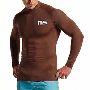 Custom Logo Men's Long Sleeve <b>Compression</b> Rash Guard Quick Dry Front Logo Gray Full Sleeve Sport Top - Product Image 6