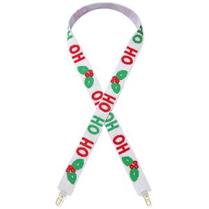 Sangle de sac ajustable en coton brodée main, motif croix perlée bleu marine et or, forme carrée, esprit d'équipe, Notre-Dame - Product Image 2