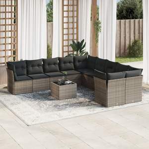 Conjunto de Sofás de Jardín de Ratán Gris Oscuro, Más de 10 Plazas, Muebles de Exterior Resistentes a la Intemperie, Diseño Contemporáneo - Product Image 3