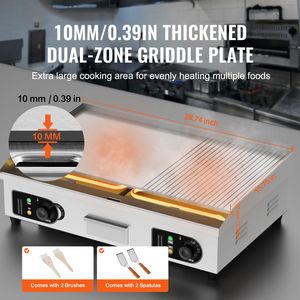 Piastra Elettrica Commerciale da 2800W, Griglia Piatta 122-572°F in Acciaio Inossidabile, 73x40x1cm, da Banco - Product Image 2