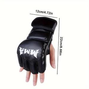 Custom Brand Adult MMA Gloves Adjustable Wrist Strap for Closure Non-Slip Breathable Leather Professional Training Gloves - Product Image 3