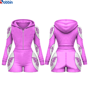 Hot Selling Summer 2Pcs Set Women Tracksuit Custom Streetwear Contrast Color Sports <b>Top</b> Jacket and Shorts Sets <b>Top</b> Trending - Product Image 5