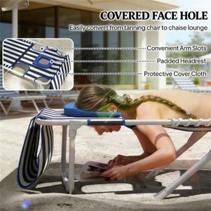 Sedia Pieghevole Blu e Bianca per il Tempo Libero, Sedia per Prendere il Sole e Relax - Product Image 4