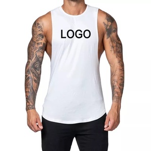 Débardeurs d'été blancs à col rond GAF pour hommes, en coton respirant, séchage rapide, décontractés, personnalisables avec logo. - Product Image 5