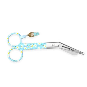 Tijeras Manuales de Acero Inoxidable para Vendajes Tipo Pico de Pato, Diseño Margaritas sobre Fondo Azul, para Cortes Rápidos y Precisos, Uso Hospitalario - Product Image 5