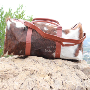 Men's Leather Holdall Duffle <b>Bag</b> Brown and White Real Cowhide Hair on Leather Personalize <b>Travel</b> <b>Bag</b> for Girls <b>Weekender</b> <b>Bag</b> Boy - Product Image 1