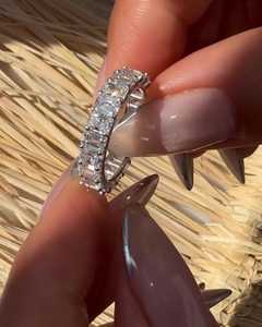 Lab Grown Diamond Full Eternity Wedding Bands <b>Stacking</b> Matching <b>Rings</b> 4 Carat Emerald Radiant Cut For Women 925 Sterling <b>Silver</b> - Product Image 4