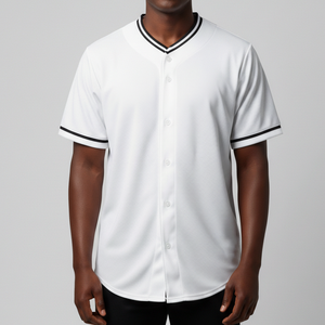 Uniforme de Béisbol Personalizado al por Mayor OEM de Alta Calidad, Jersey Blanco Liso con Botones, Talla Grande, 100% Poliéster, Logotipo Personalizado 2026 - Product Image 1