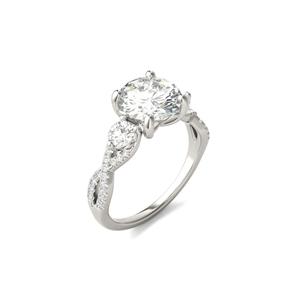 Anillo de Compromiso de Tres Piedras de Diamante Cultivado en Laboratorio con Certificado IGI, Oro de 14K, Banda Pavé con Diseño de Espiral, Regalo de Boda, Joyería Fina - Product Image 4