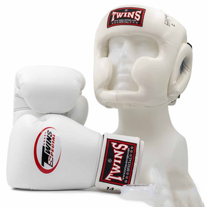 Twins MMA Boxing Gloves <b>Head</b> Guard Set Real Cowhide Leather Hook Loop Closure Lightweight Breathable Sanda Martial Arts - Product Image 5
