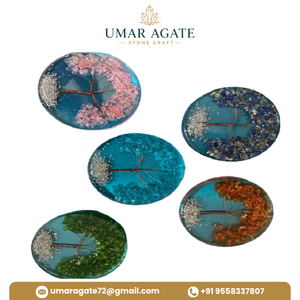 Umar Agate Iolite Orgone Oval Cab-Love Tema Decoración del Hogar Hecho a Mano Gema Arte Coleccionable - Product Image 4