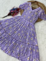 Robe longue en mousseline de coton à carreaux et imprimé floral, prix bas, tenue décontractée et habillée, entièrement cousue