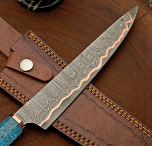 Cuchillos de Cocina LEGACY BLADES de Acero Damasco y Cobre Premium, Hechos a Mano, Mango de Resina, Logotipo Personalizado, Directo de Fábrica OEM - Product Image 6