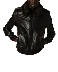 New Fashion Wholesale Men's Designed Slim Fit Top bulk Supplier Genuine Shearling Leather Motorbike Jacket & Coats