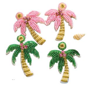 Pendientes Colgantes Unisex de Cuentas de Arroz Bohemias con Pedrería, Estilo Tropical, Coloridos, con Cuentas de Coco, de MD HANDICRAFTS - Product Image 3