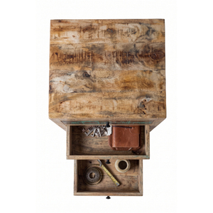 Armoire haute à 5 tiroirs en bois massif indien, fabriquée à la main, écologique, de style rustique recyclé, pour le rangement de la chambre et du bureau - Product Image 2