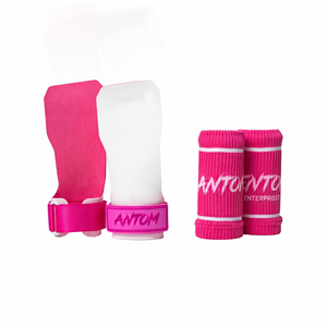 Protector de Palma de Gimnasia Personalizado en Cuero Rosa, Agarraderas de Gimnasia, Protector de Muñeca para Gimnasia - Product Image 1
