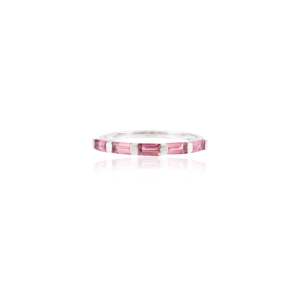 18K <b>Gold</b> Topaz and <b>Opal</b> Baguette Cut Dainty Wedding Band <b>Ring</b> - Product Image 3