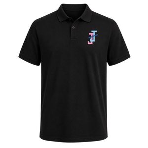 เสื้อโปโลแขนสั้นสีดำ ปักโลโก้ JJ ที่อก ด้านหลังเรียบ ไม่มีลาย  คอปก ติดกระดุม  ชุดลำลองแบบสั่งทำได้ - Product Image 1