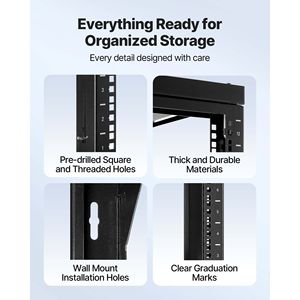 ตู้แร็คเซิร์ฟเวอร์แบบติดผนัง 12U โครงเปิด รับน้ำหนักได้สูงสุด 150 ปอนด์ ประตูเปิดได้ 180 องศา ผลิตจากเหล็กกล้าคาร์บอน สำหรับเครือข่าย - Product Image 5