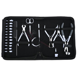 Kit d'outils et d'accessoires premium pour extensions de cheveux blancs avec pince à pression pour bandes adhésives, pince de fermeture pour micro-perles, peigne à queue et outil de séparation des mèches - Product Image 1