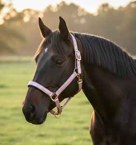 สายจูงม้าสีชมพูหรูหราประดับกลิตเตอร์ พร้อมฮาร์ดแวร์สีโรสโกลด์ บุด้วยวัสดุนุ่ม ดีไซน์ตามหลักกายวิภาค สวมใส่สบาย ทนทาน สไตล์อังกฤษ - Product Image 3