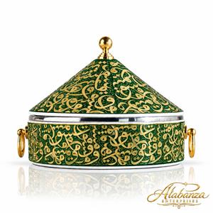 Luxury Modern Stainless Steel Casserole <b>Biryani</b> Serving <b>Pot</b> Decorative Printed Lid Golden Handles Eco-Friendly Large Capacity - Product Image 2