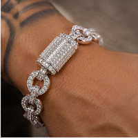 Joyería Fina de Lujo, Chapada en Oro Rosa sobre Plata 925, Personalizada, Eslabones de 6.80 Pulgadas, Moissanita, Estilo Hip Hop, Regalo Infinito para Compromiso