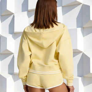 Sudadera con Capucha y Pantalones Cortos Personalizados para Mujer, Térmicos, Gruesos, 500 GSM 350 GSM, de Poliéster/Algodón, con Forro Polar, Bordados, Talla Grande - Product Image 6