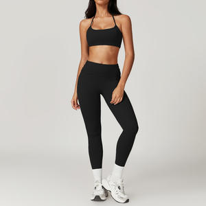 Conjunto de yoga de cintura alta para mujer 2026, talla grande, transpirable, con sujetador, chaleco, pantalones cortos y pantalones acampanados, conjunto sólido para entrenamiento, gimnasio y fitness. - Product Image 4